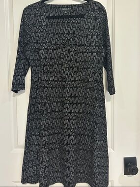 Toad & Co Black and White Geometric Knit A-Line Dress